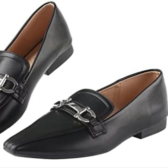 New Samilor Black Loafers silver hardware size 8 flats from Target NWT - Picture 1 of 5